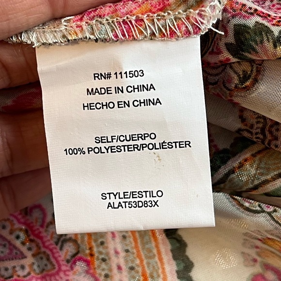 Anthropologie Fig & Flower Orange Floral Blouse 1X, Cottagecore Artsy Whimsy - Picture 12 of 13